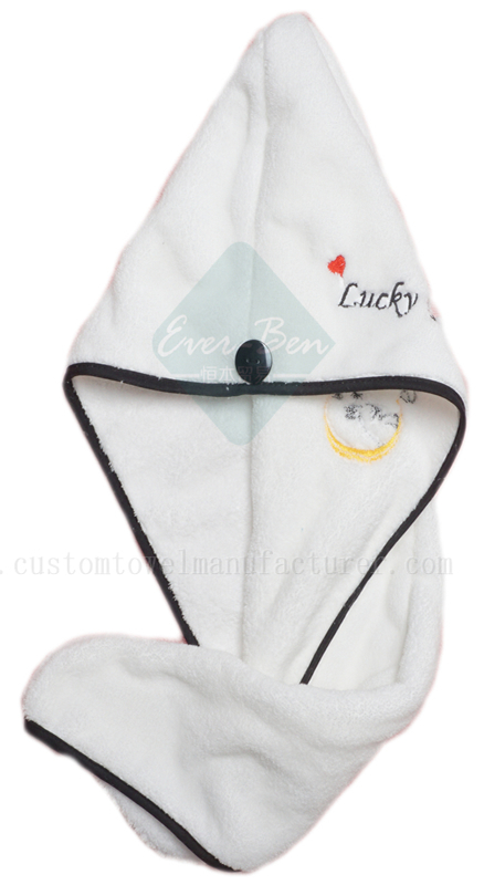 China Bulk Custom White Microfiber Dry hair hat Manufacturer wholesale Bespoke Logo Hair Drying Twist Cap Towels Exporter
